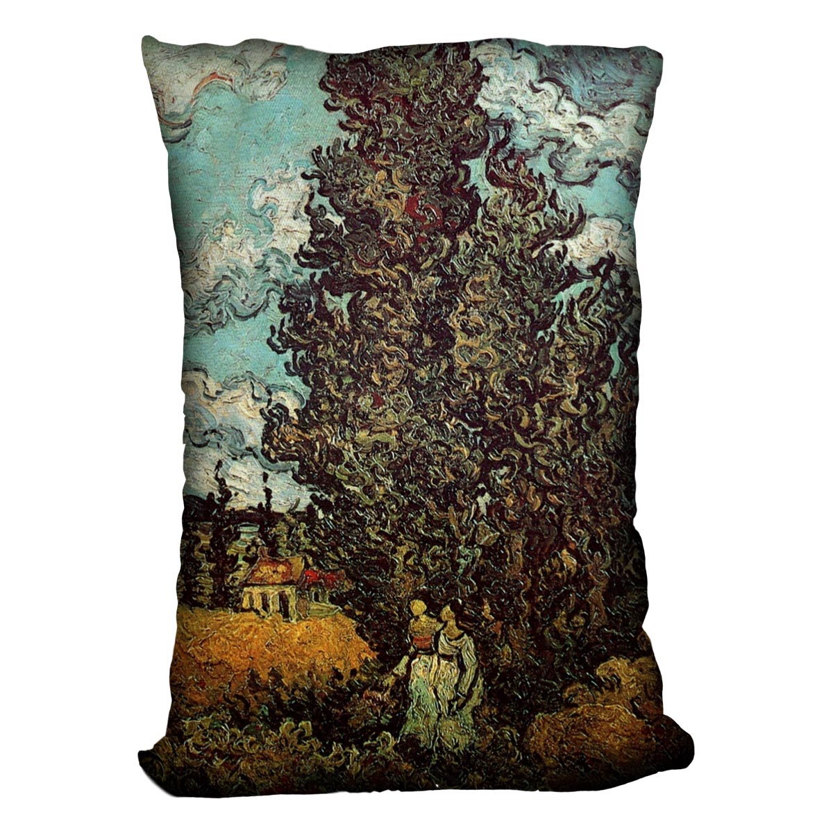 Cypresses and Two Women by Van Gogh Cushion