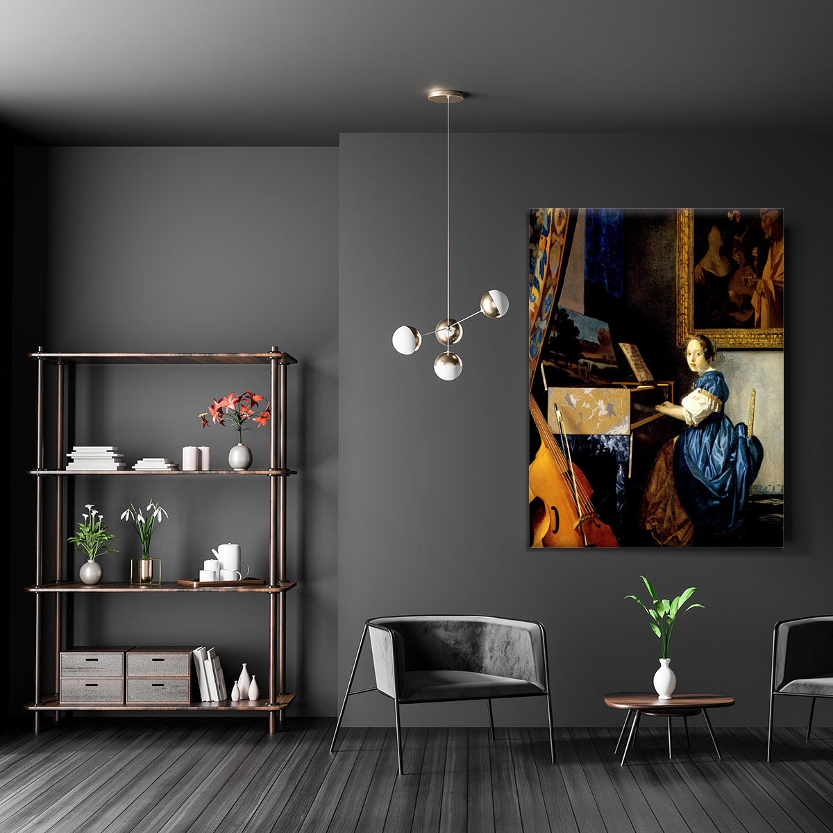 Dame on spinet by Vermeer Canvas Print or Poster - Canvas Art Rocks - 5