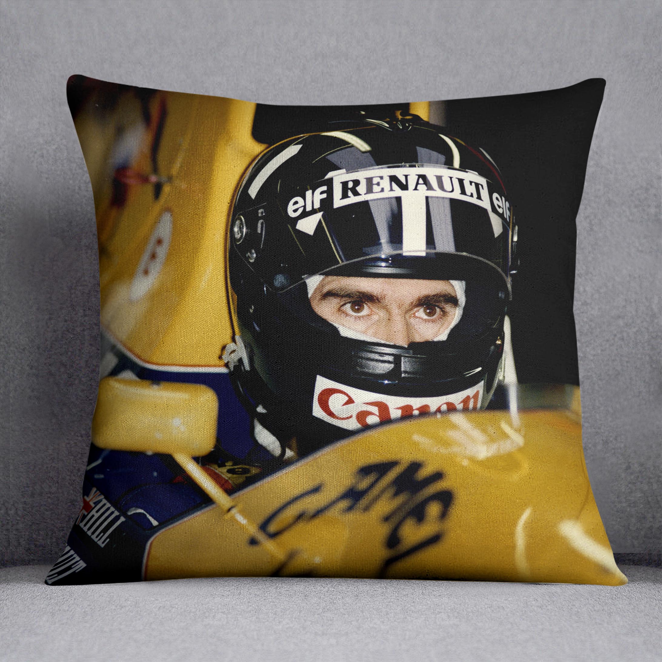Damon Hill at Silverstone Cushion - Canvas Art Rocks - 1