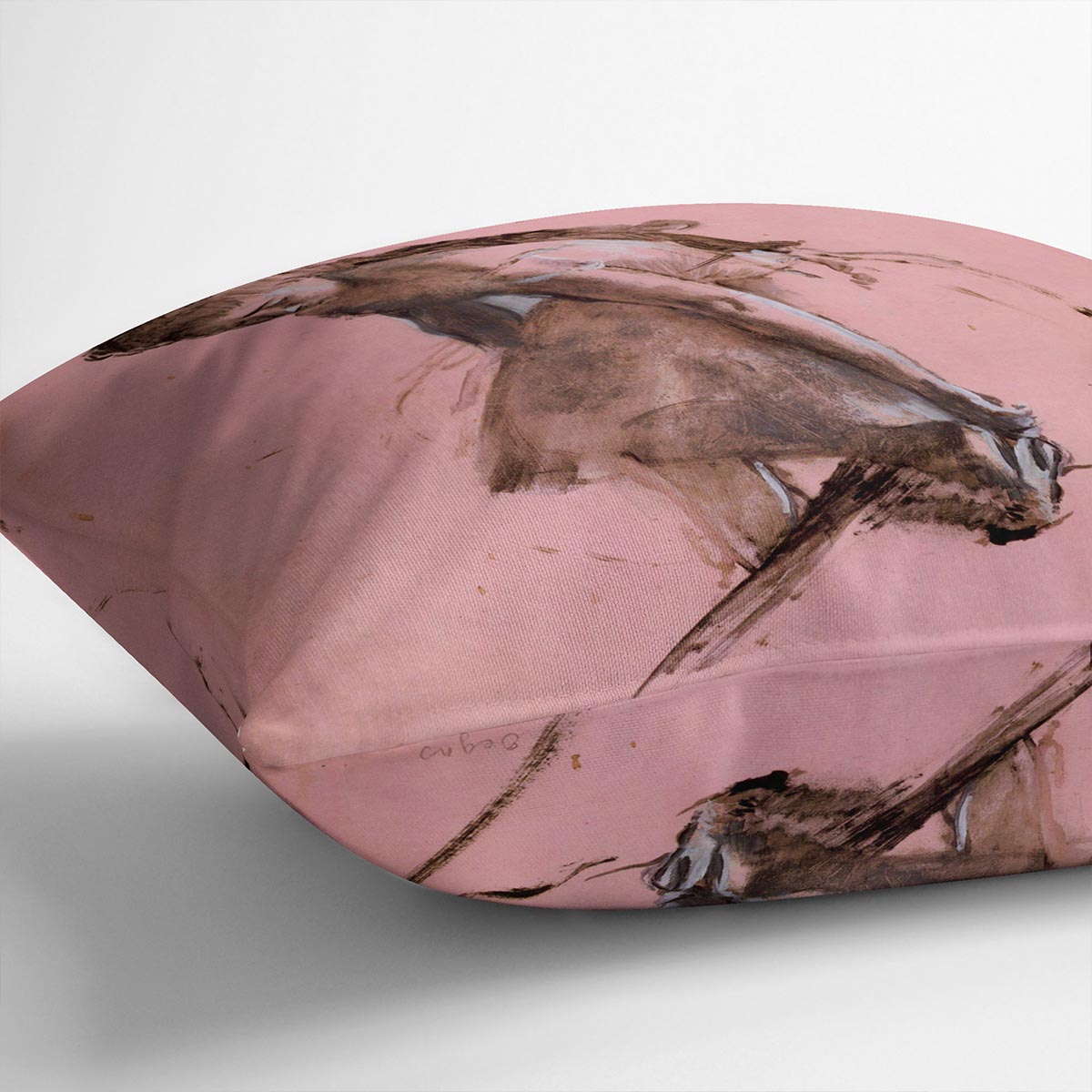 Dancer slipping on her shoe by Degas Cushion