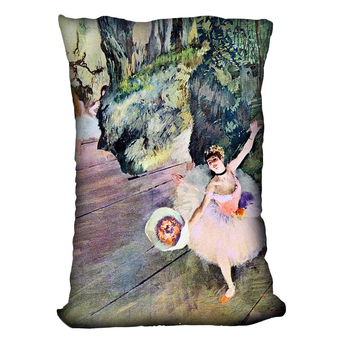 Dancer with a bouquet of flowers The Star of the ballet by Degas Cushion