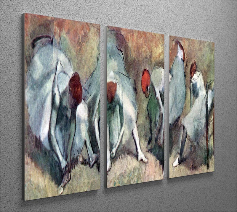 Dancers lace their shoes by Degas 3 Split Panel Canvas Print - Canvas Art Rocks - 2