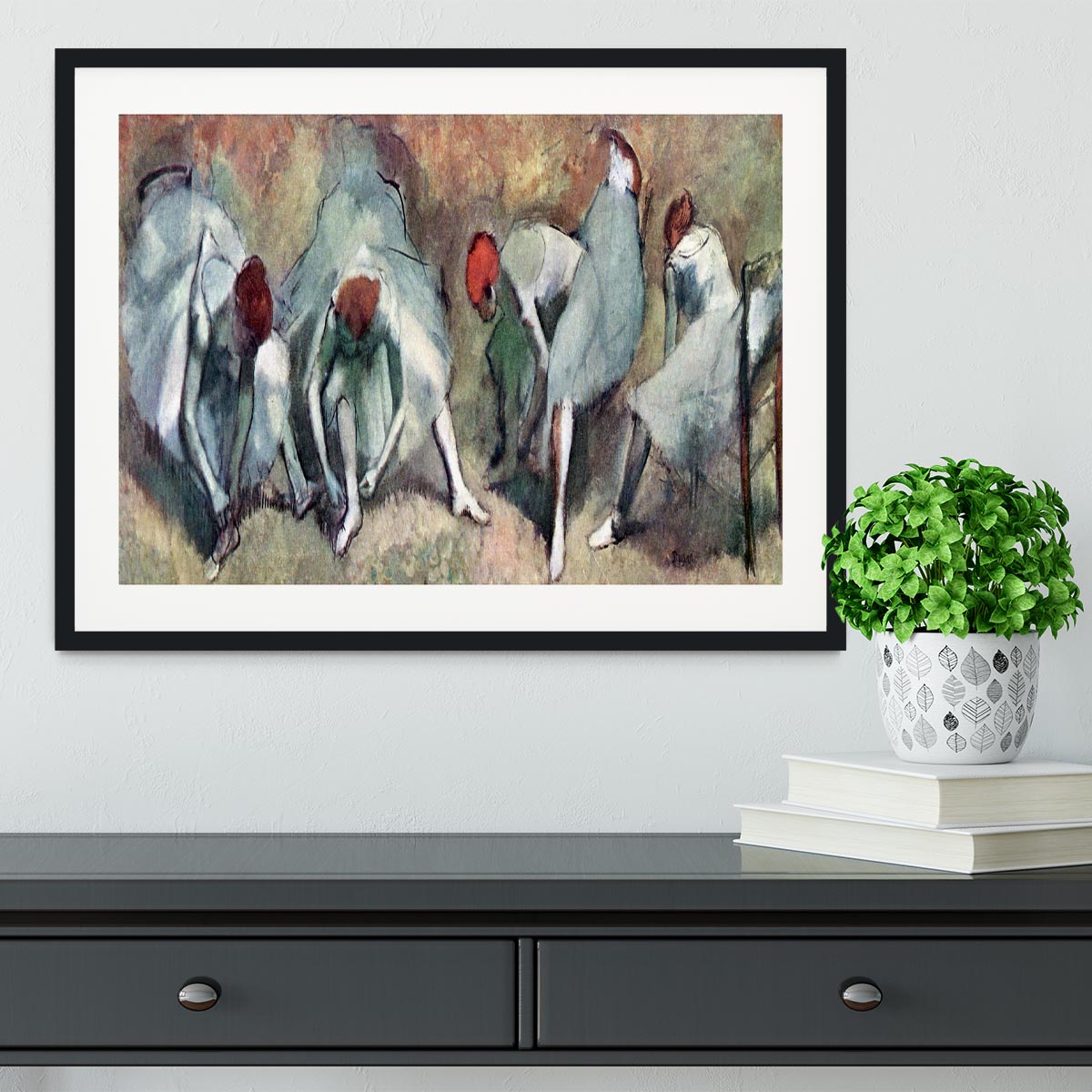 Dancers lace their shoes by Degas Framed Print - Canvas Art Rocks - 1