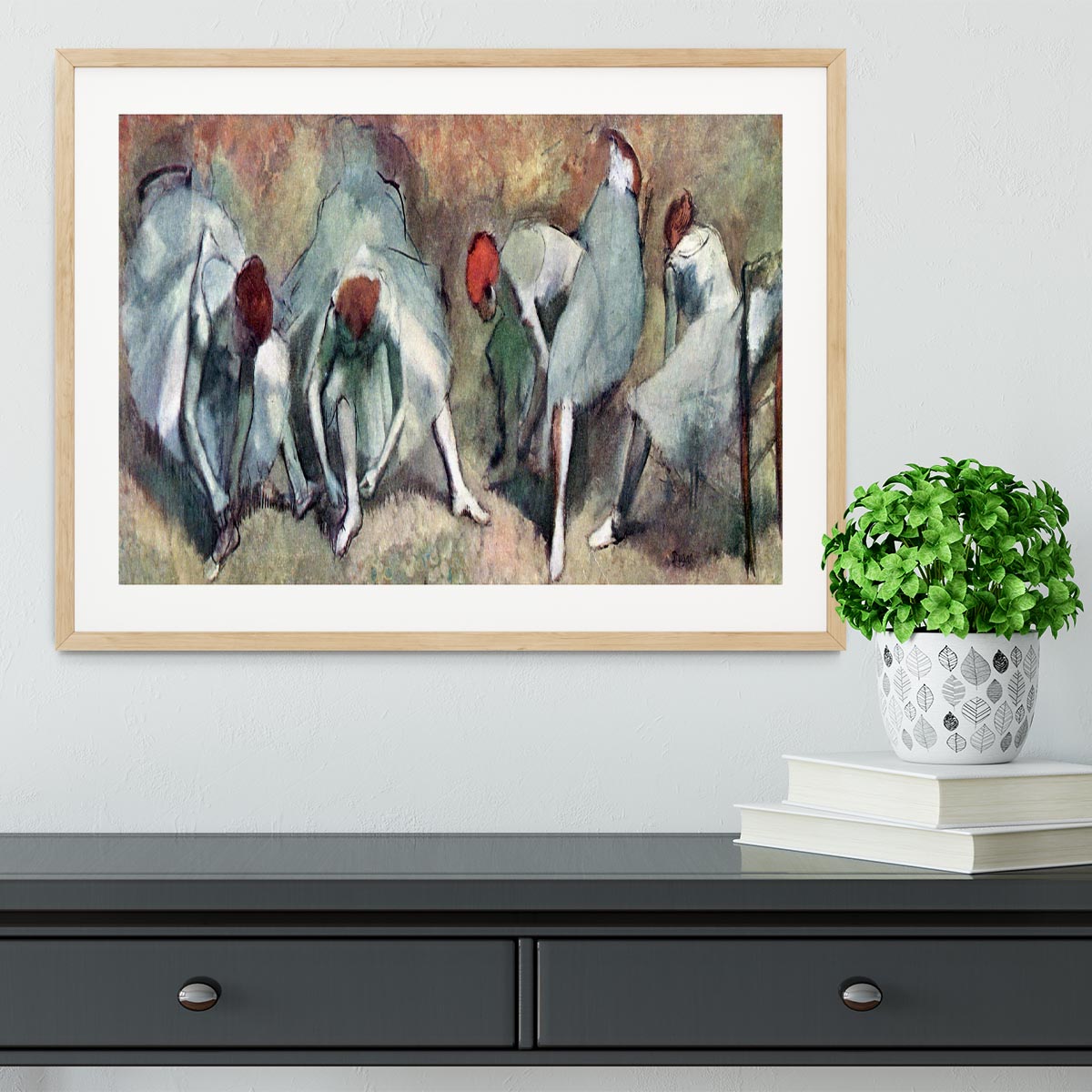Dancers lace their shoes by Degas Framed Print - Canvas Art Rocks - 3