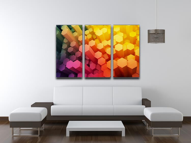 Dimensional Hexagons 3 Split Panel Canvas Print - Canvas Art Rocks - 3