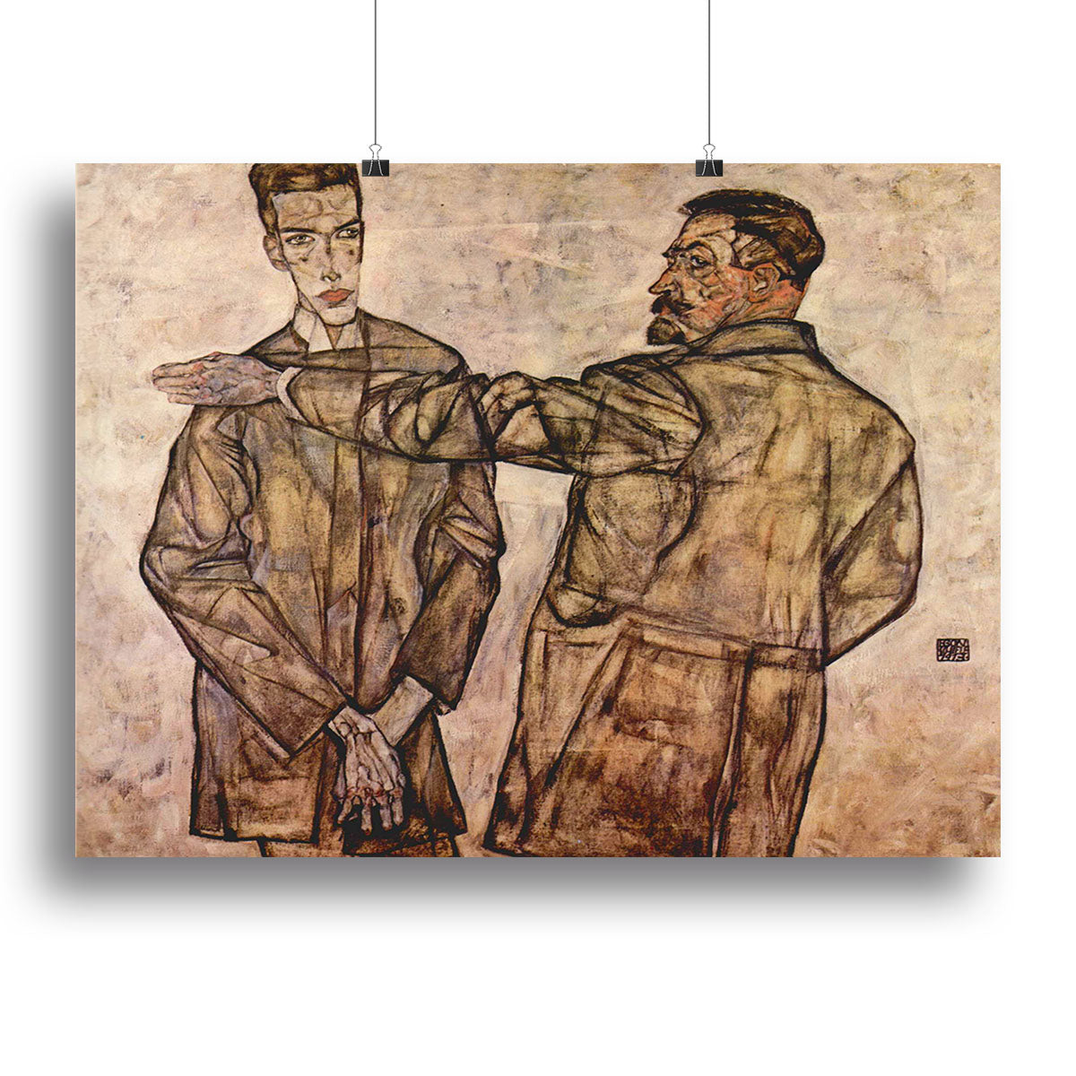 Double Portrait of Heinrich Bensch and his Son Otto by Egon Schiele Canvas Print or Poster - Canvas Art Rocks - 2