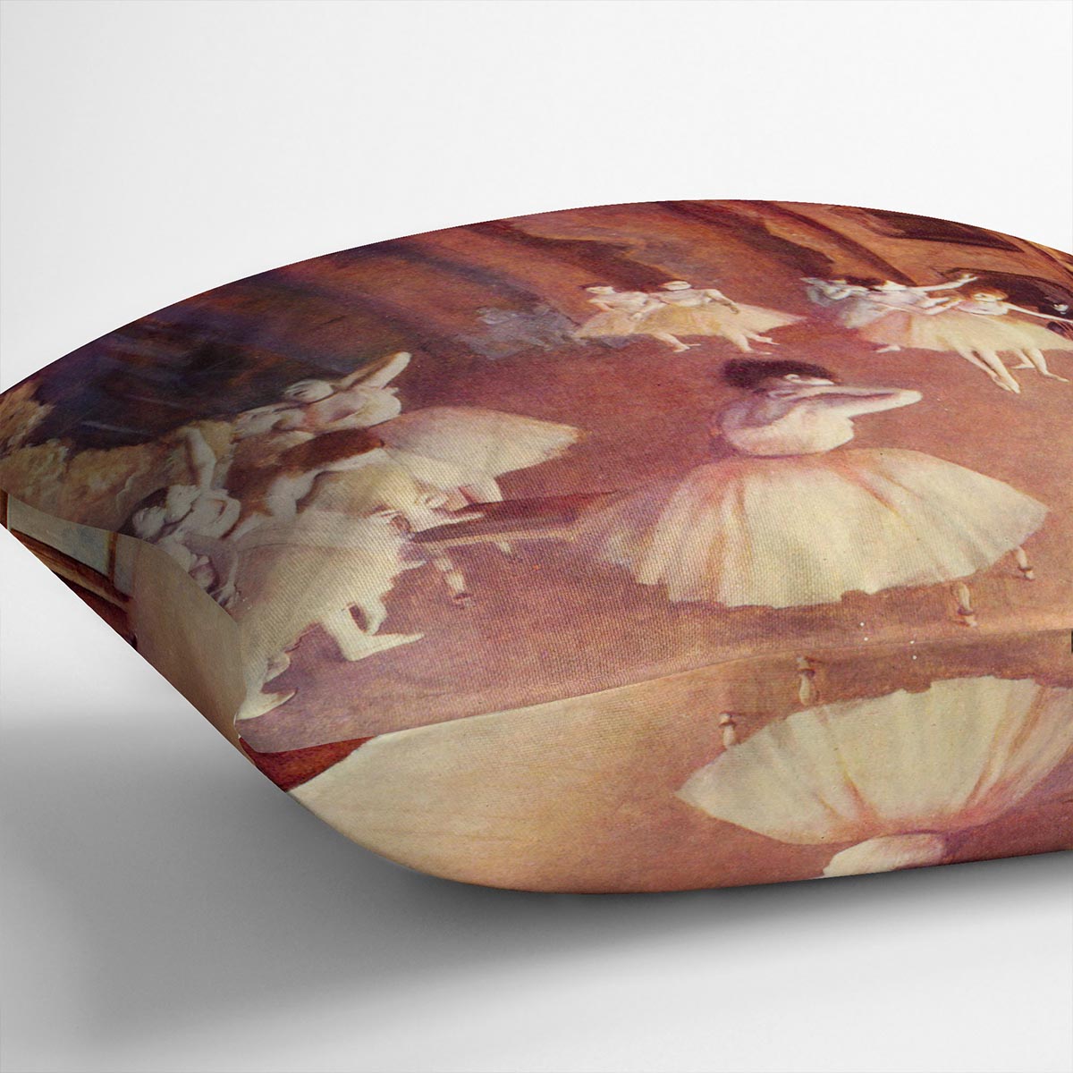 Dress rehearsal of the ballet on the stage by Degas Cushion