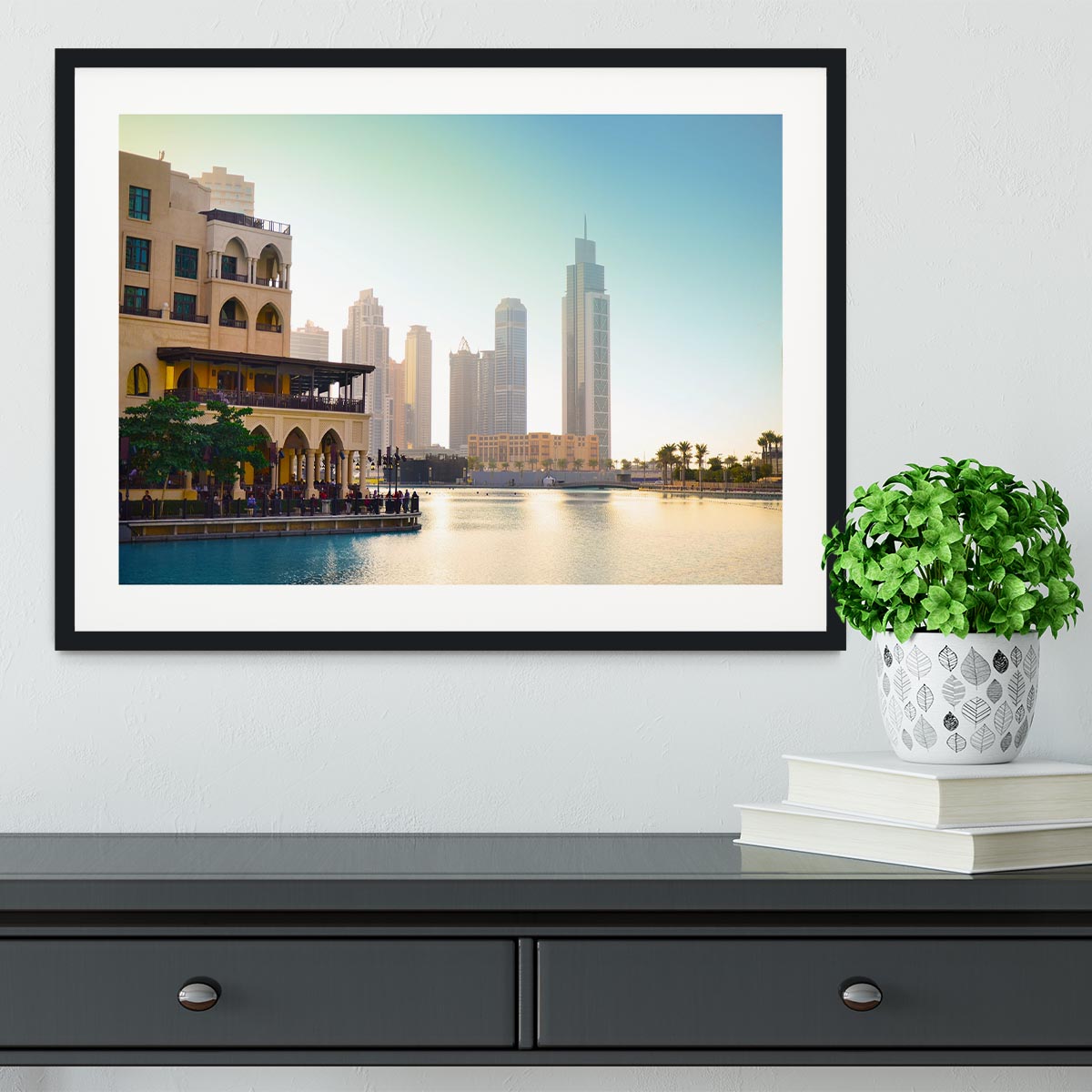 Dubai downtown at sunset Framed Print - Canvas Art Rocks - 1