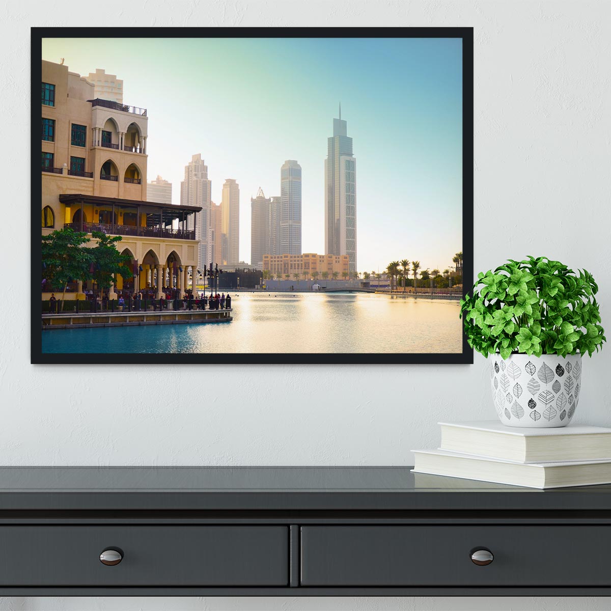 Dubai downtown at sunset Framed Print - Canvas Art Rocks - 2