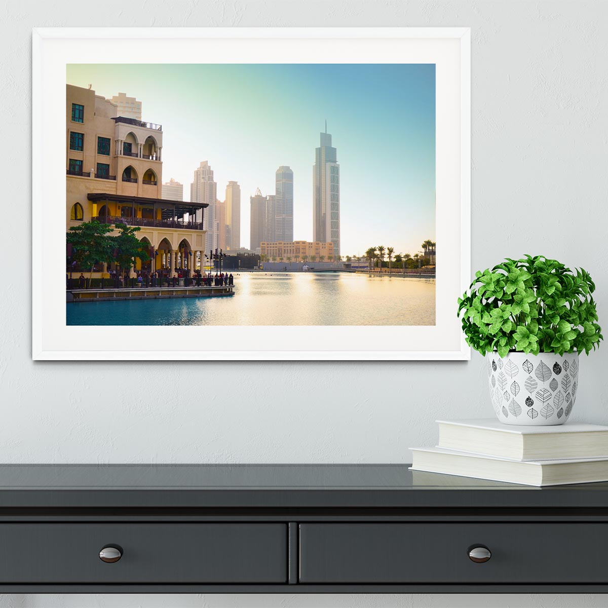 Dubai downtown at sunset Framed Print - Canvas Art Rocks - 5