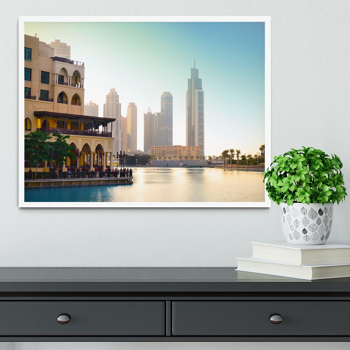 Dubai downtown at sunset Framed Print - Canvas Art Rocks -6