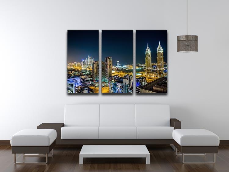 Dubai downtown night scene 3 Split Panel Canvas Print - Canvas Art Rocks - 3