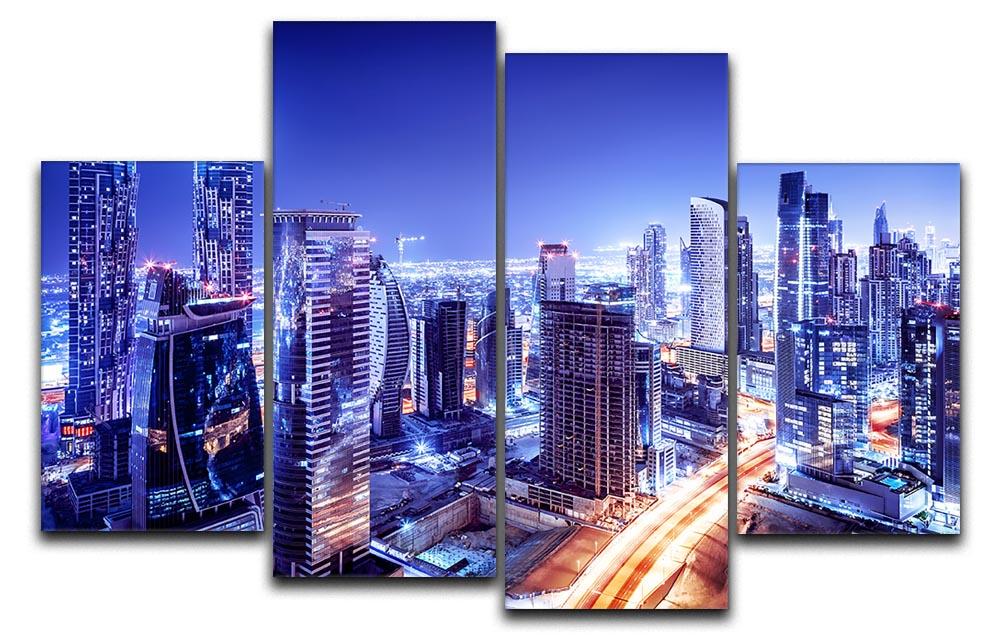 Dubai downtown night scene UAE 4 Split Panel Canvas  - Canvas Art Rocks - 1