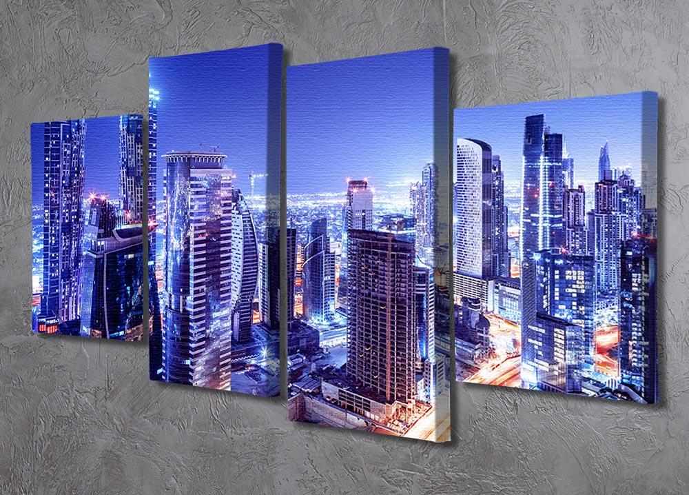 Dubai downtown night scene UAE 4 Split Panel Canvas - Canvas Art Rocks - 2
