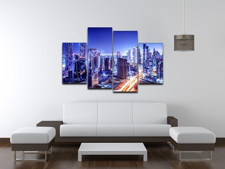 Dubai downtown night scene UAE 4 Split Panel Canvas - Canvas Art Rocks - 3