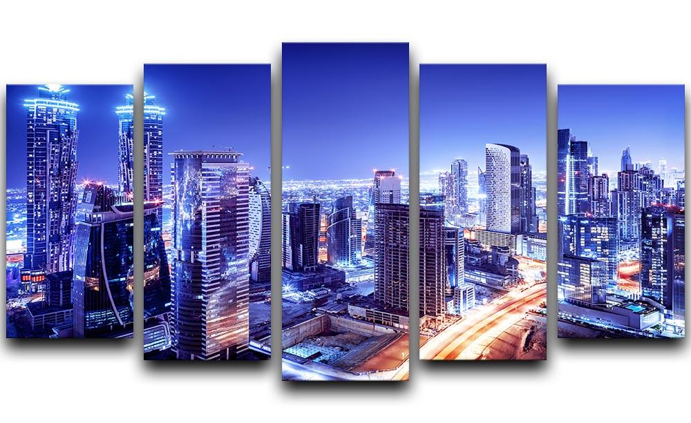 Dubai downtown night scene UAE 5 Split Panel Canvas  - Canvas Art Rocks - 1