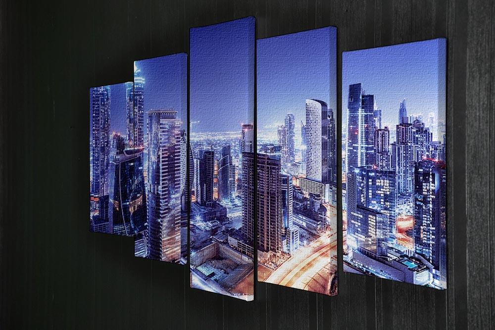 Dubai downtown night scene UAE 5 Split Panel Canvas - Canvas Art Rocks - 2