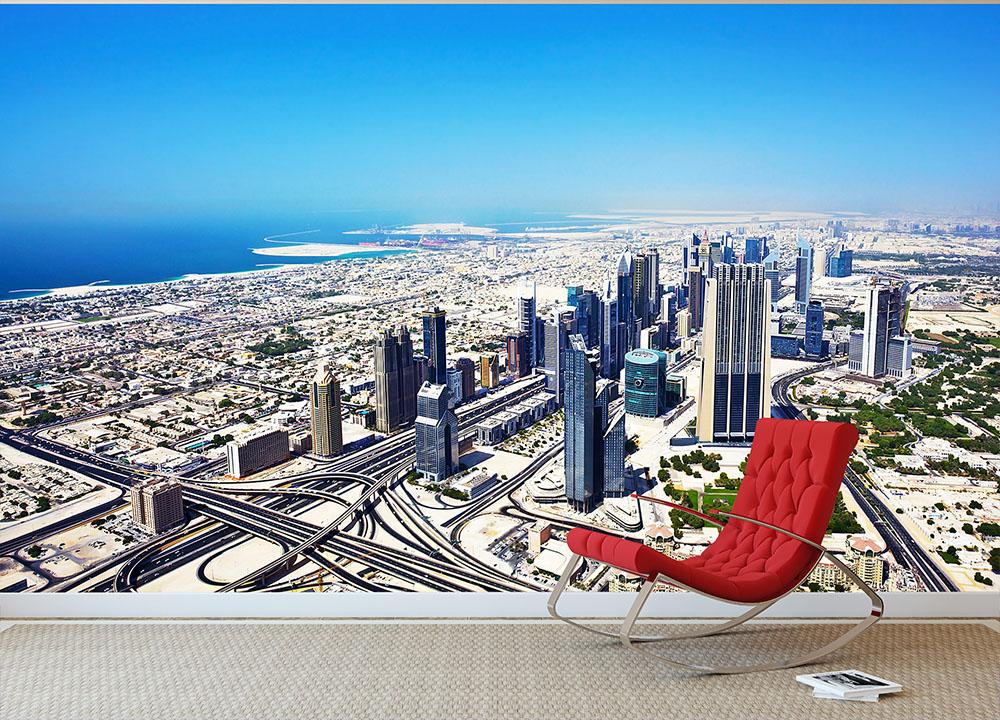 Dubai downtown top view Wall Mural Wallpaper - Canvas Art Rocks - 2