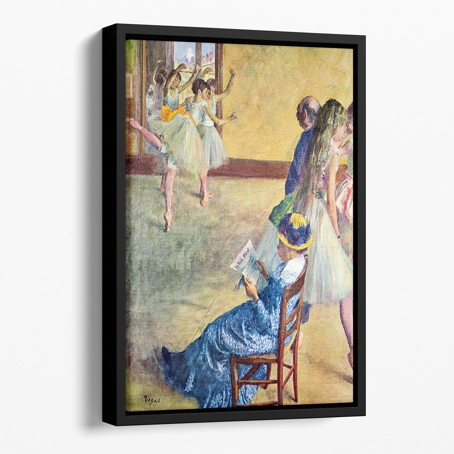 During the dance lessons Madame Cardinal by Degas Floating Framed Canvas