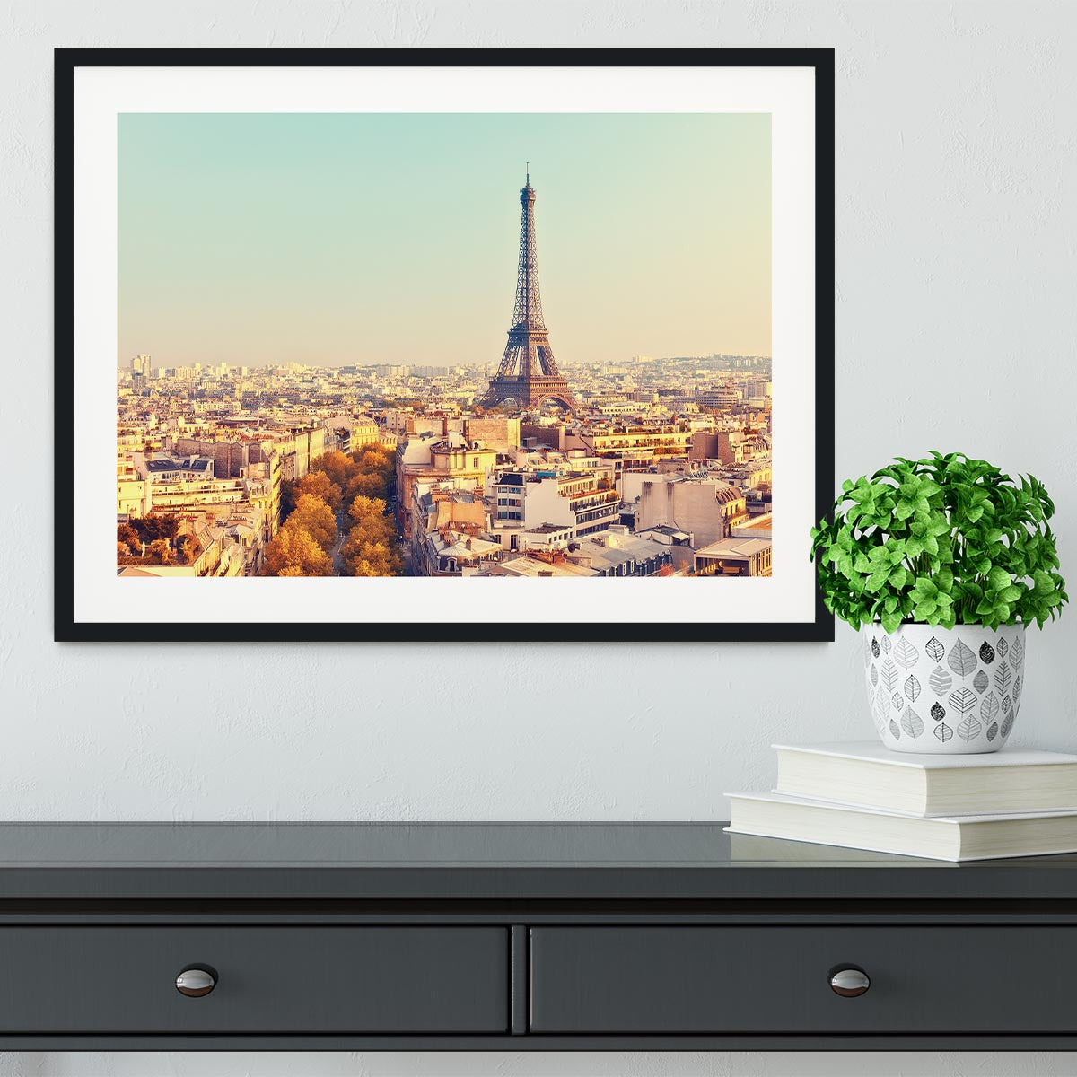 Eiffel tower at sunset Framed Print - Canvas Art Rocks - 1