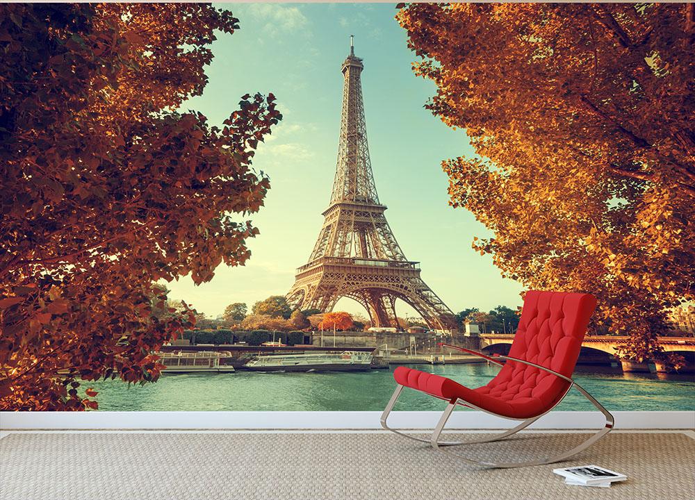Eiffel tower in autumn time Wall Mural Wallpaper - Canvas Art Rocks - 2