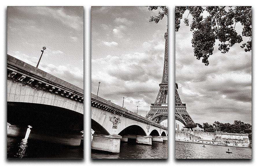 Eiffel tower view from Seine river 3 Split Panel Canvas Print - Canvas Art Rocks - 1