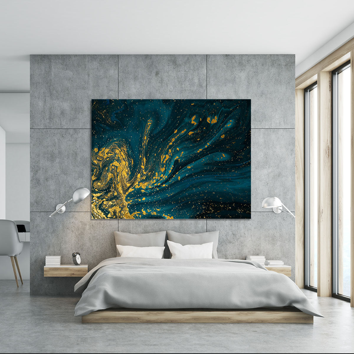 Emerald and Gold Swirled Marble Canvas Print or Poster - Canvas Art Rocks - 5