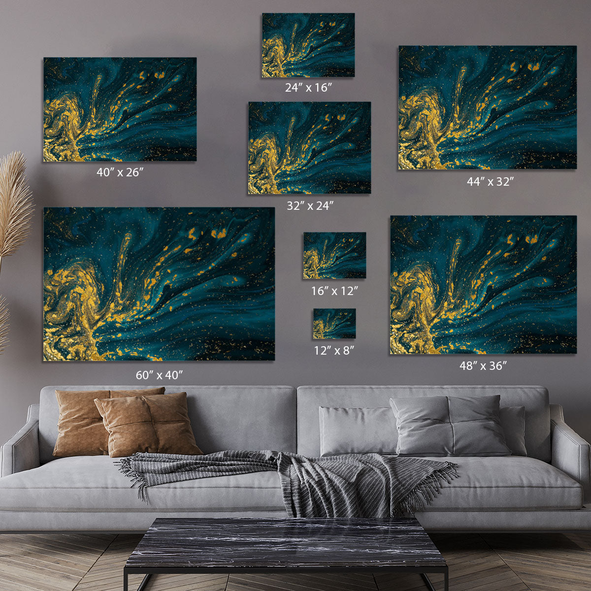 Emerald and Gold Swirled Marble Canvas Print or Poster - Canvas Art Rocks - 7