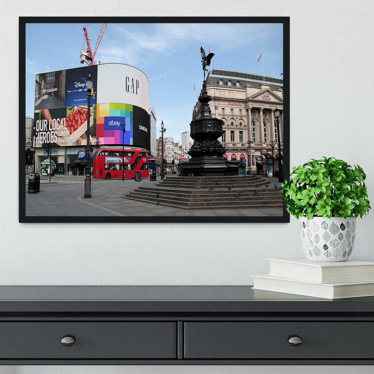 Empty Piccadilly Circus London under Lockdown 2020 Framed Print - Canvas Art Rocks - 2