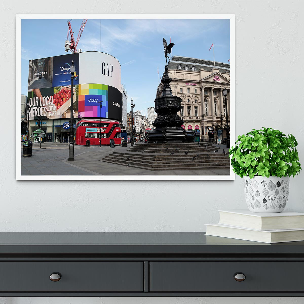 Empty Piccadilly Circus London under Lockdown 2020 Framed Print - Canvas Art Rocks -6