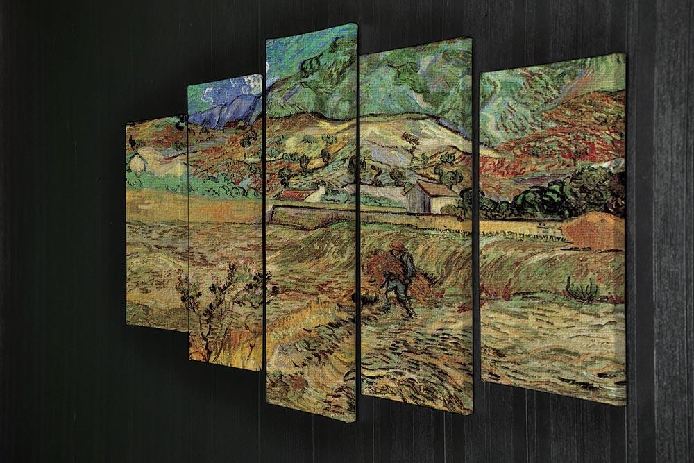 Enclosed Wheat Field with Peasant by Van Gogh 5 Split Panel Canvas - Canvas Art Rocks - 2