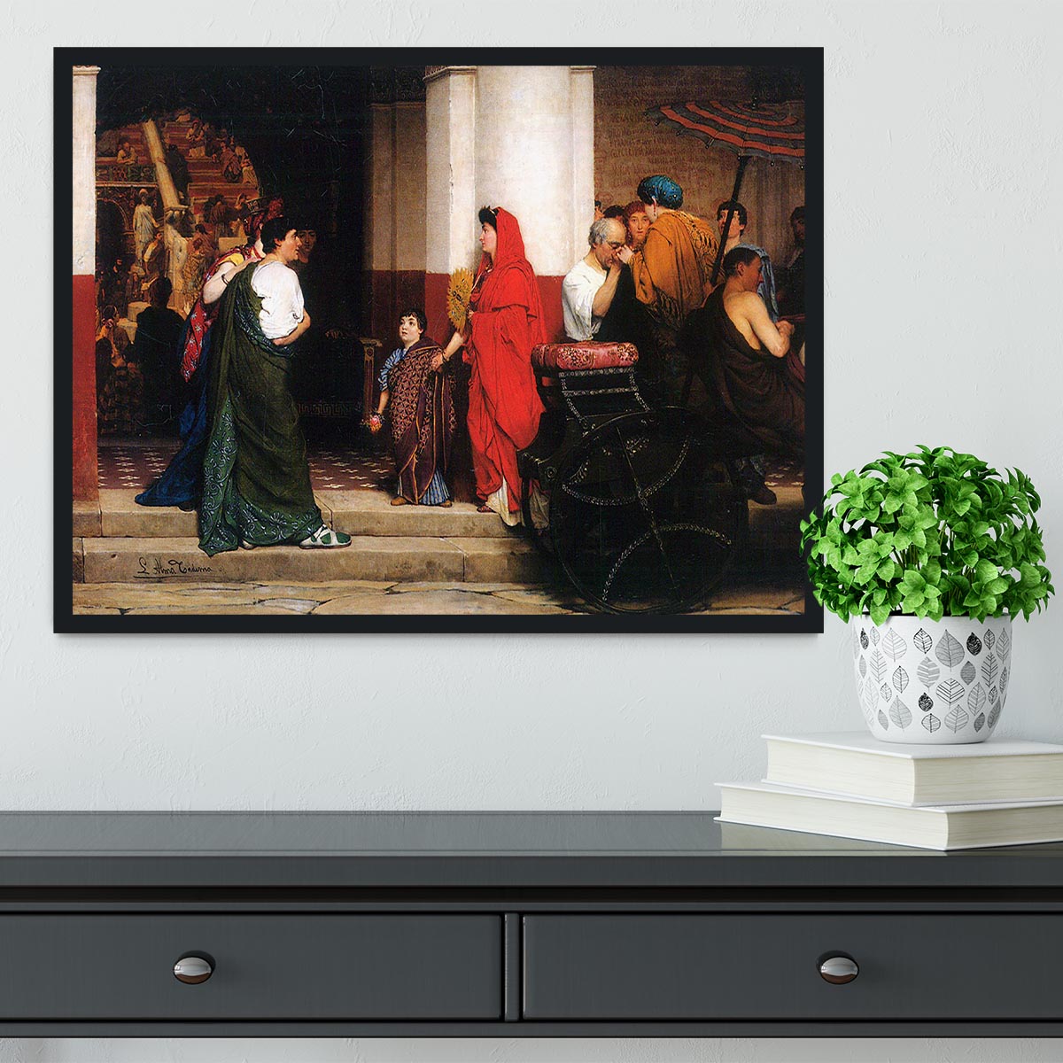 Entrance to a Roman theater by Alma Tadema Framed Print - Canvas Art Rocks - 2