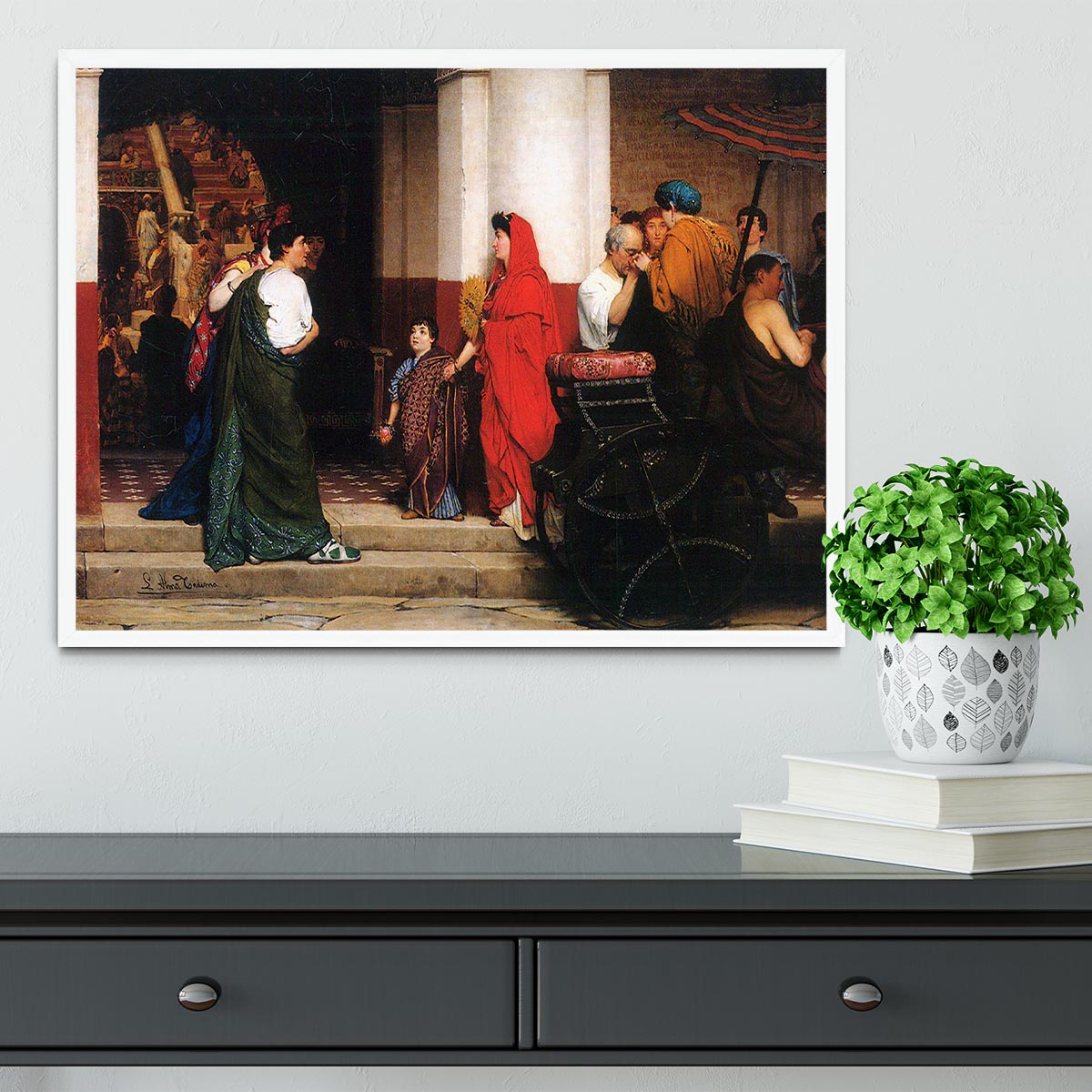 Entrance to a Roman theater by Alma Tadema Framed Print - Canvas Art Rocks -6