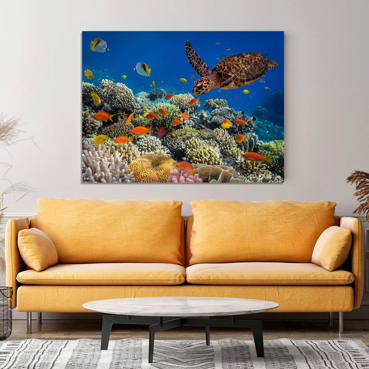 Eretmochelys imbricata floats under water Canvas Print or Poster - Canvas Art Rocks - 4