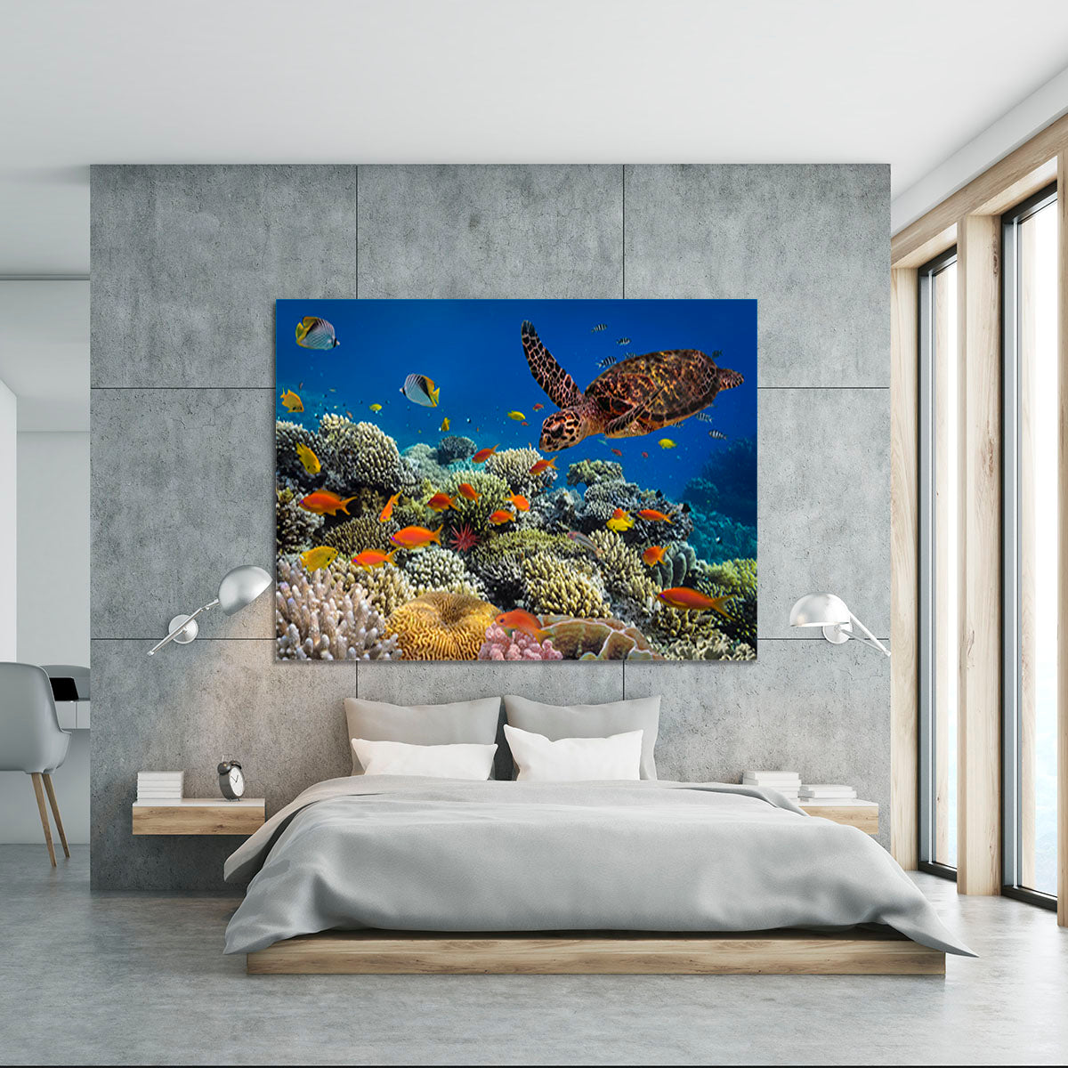 Eretmochelys imbricata floats under water Canvas Print or Poster - Canvas Art Rocks - 5