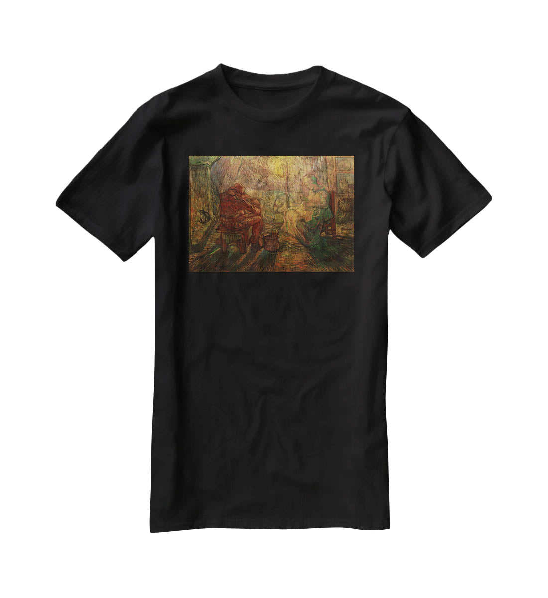 Evening The Watch after Millet by Van Gogh T-Shirt - Canvas Art Rocks - 1