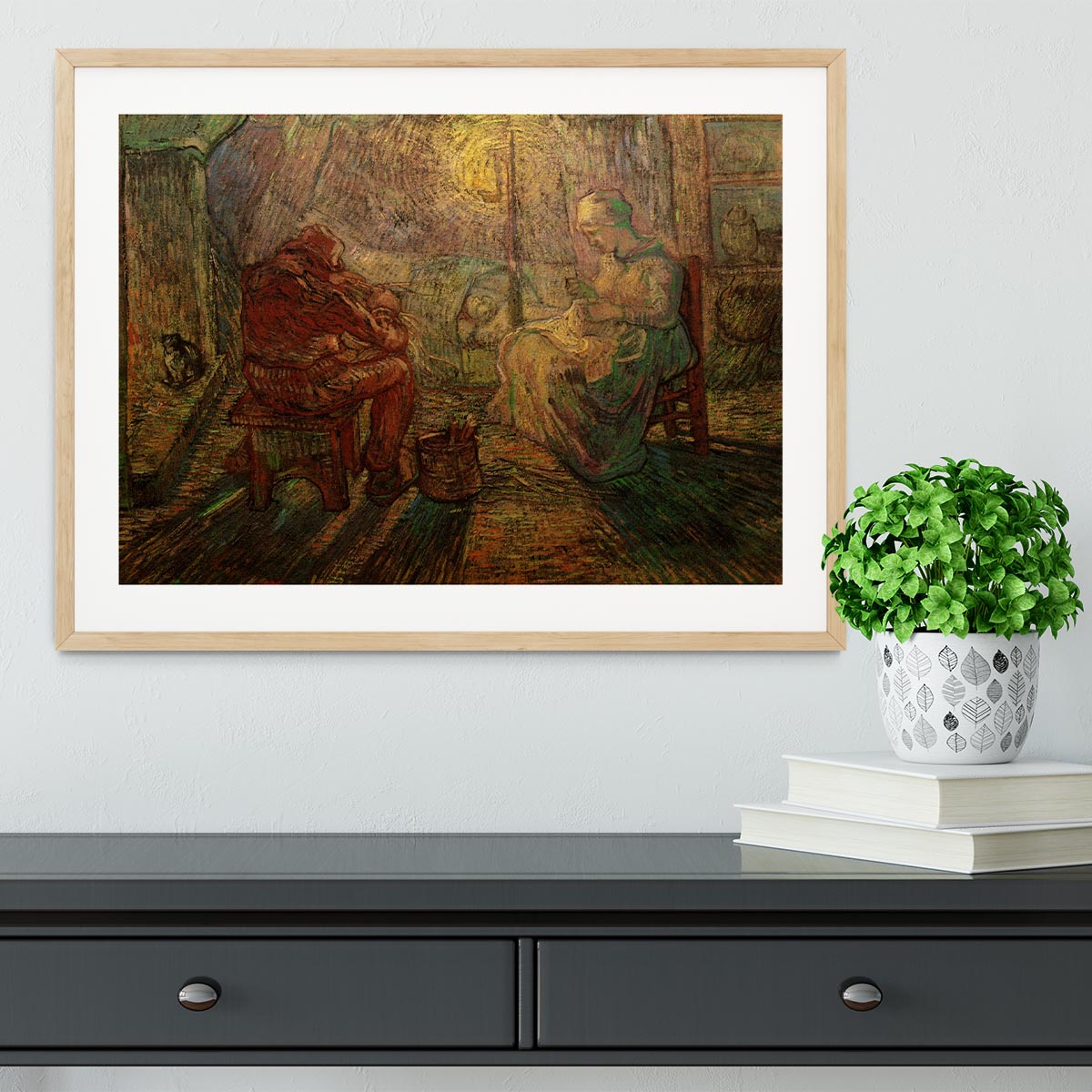 Evening The Watch after Millet by Van Gogh Framed Print - Canvas Art Rocks - 3