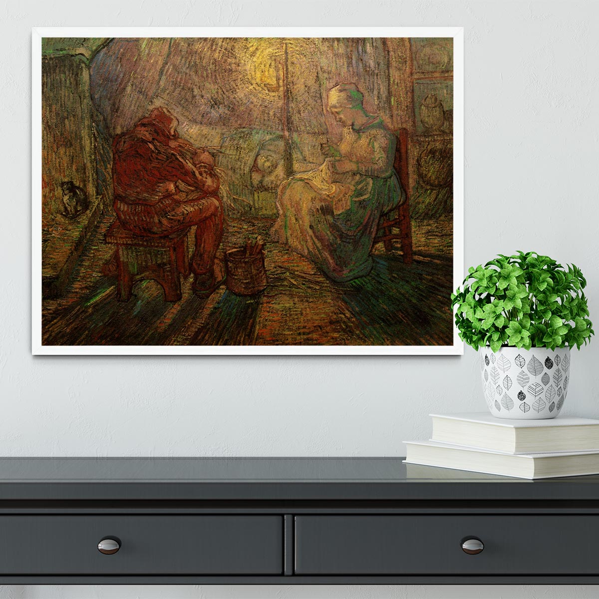 Evening The Watch after Millet by Van Gogh Framed Print - Canvas Art Rocks -6