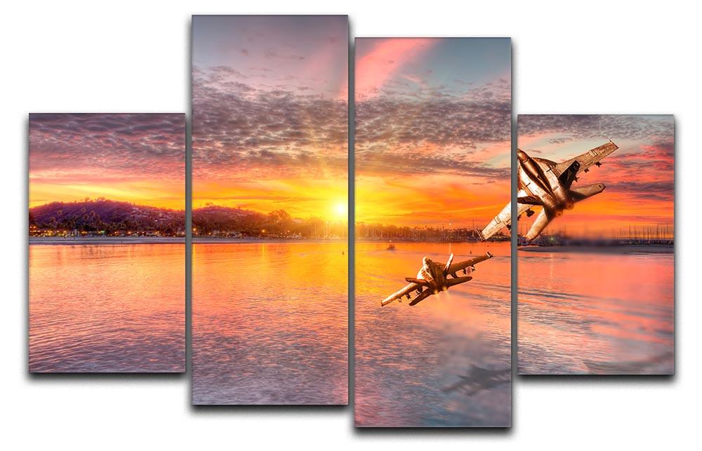 F 18 squadron over the sea 4 Split Panel Canvas  - Canvas Art Rocks - 1