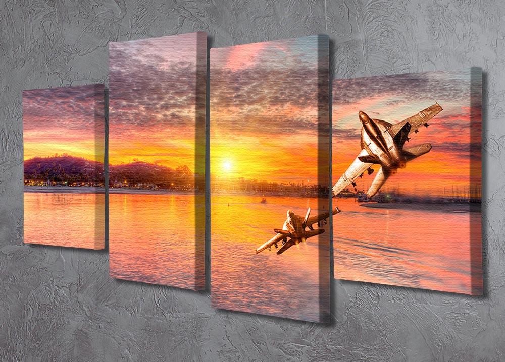 F 18 squadron over the sea 4 Split Panel Canvas  - Canvas Art Rocks - 2