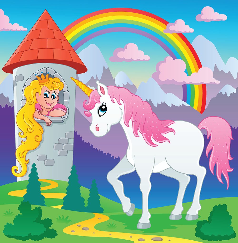 Fairy tale unicorn Wall Mural Wallpaper - Canvas Art Rocks - 1