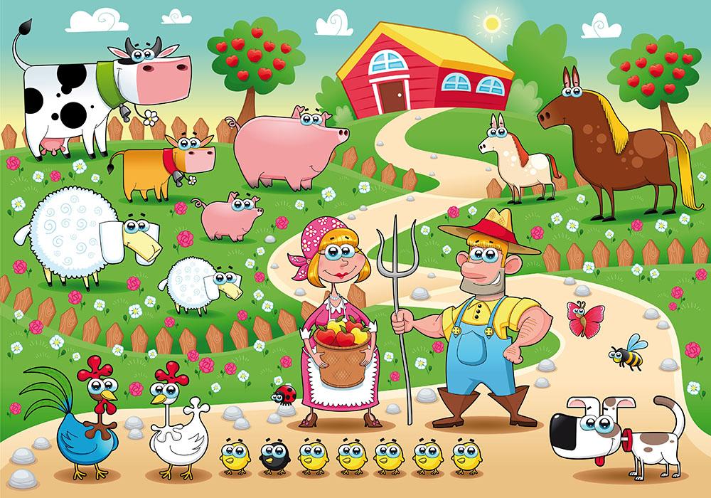 Farm Family Wall Mural Wallpaper - Canvas Art Rocks - 1