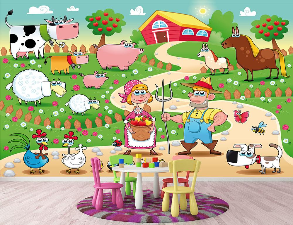 Farm Family Wall Mural Wallpaper - Canvas Art Rocks - 2