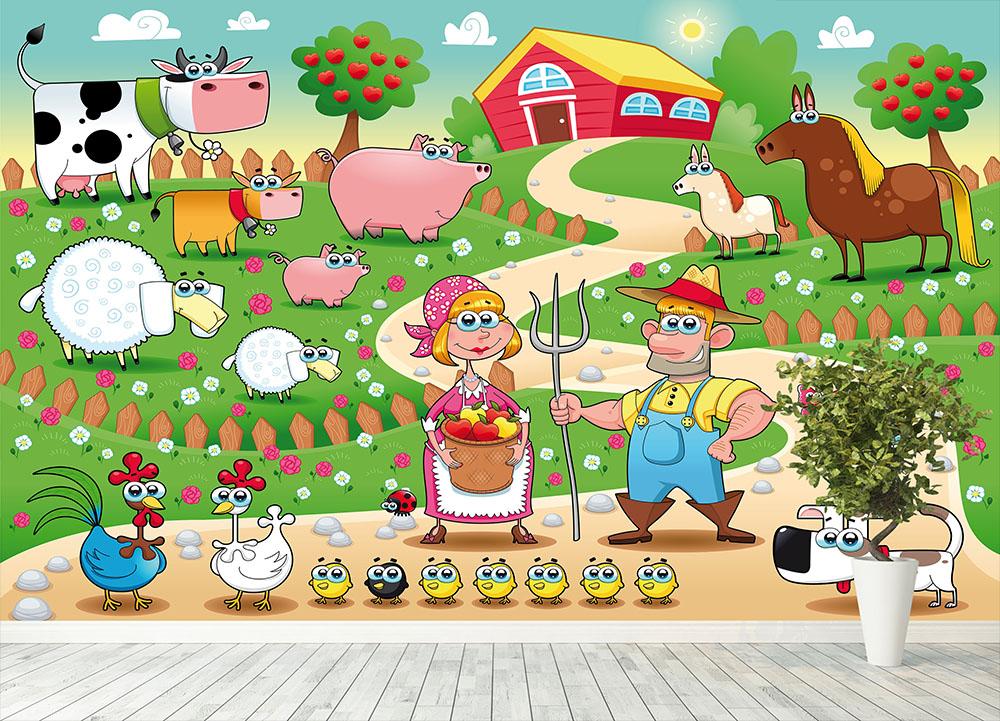 Farm Family Wall Mural Wallpaper - Canvas Art Rocks - 4