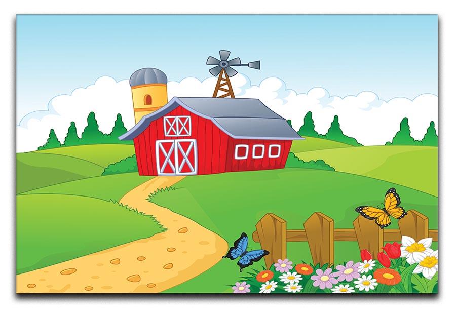 Farm cartoon background Canvas Print or Poster - Canvas Art Rocks - 1