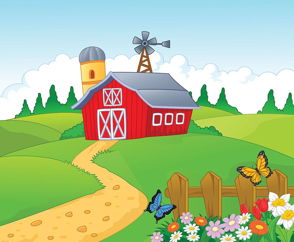 Farm cartoon background Wall Mural Wallpaper - Canvas Art Rocks - 1