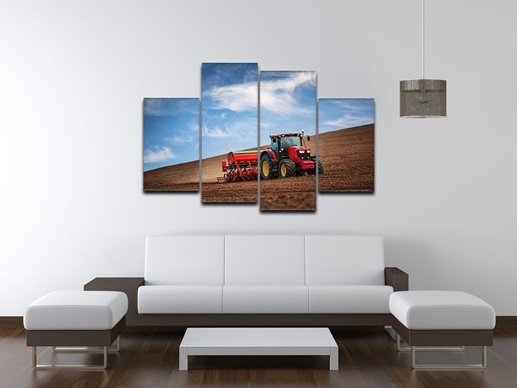 Farmer in tractor 4 Split Panel Canvas - Canvas Art Rocks - 3