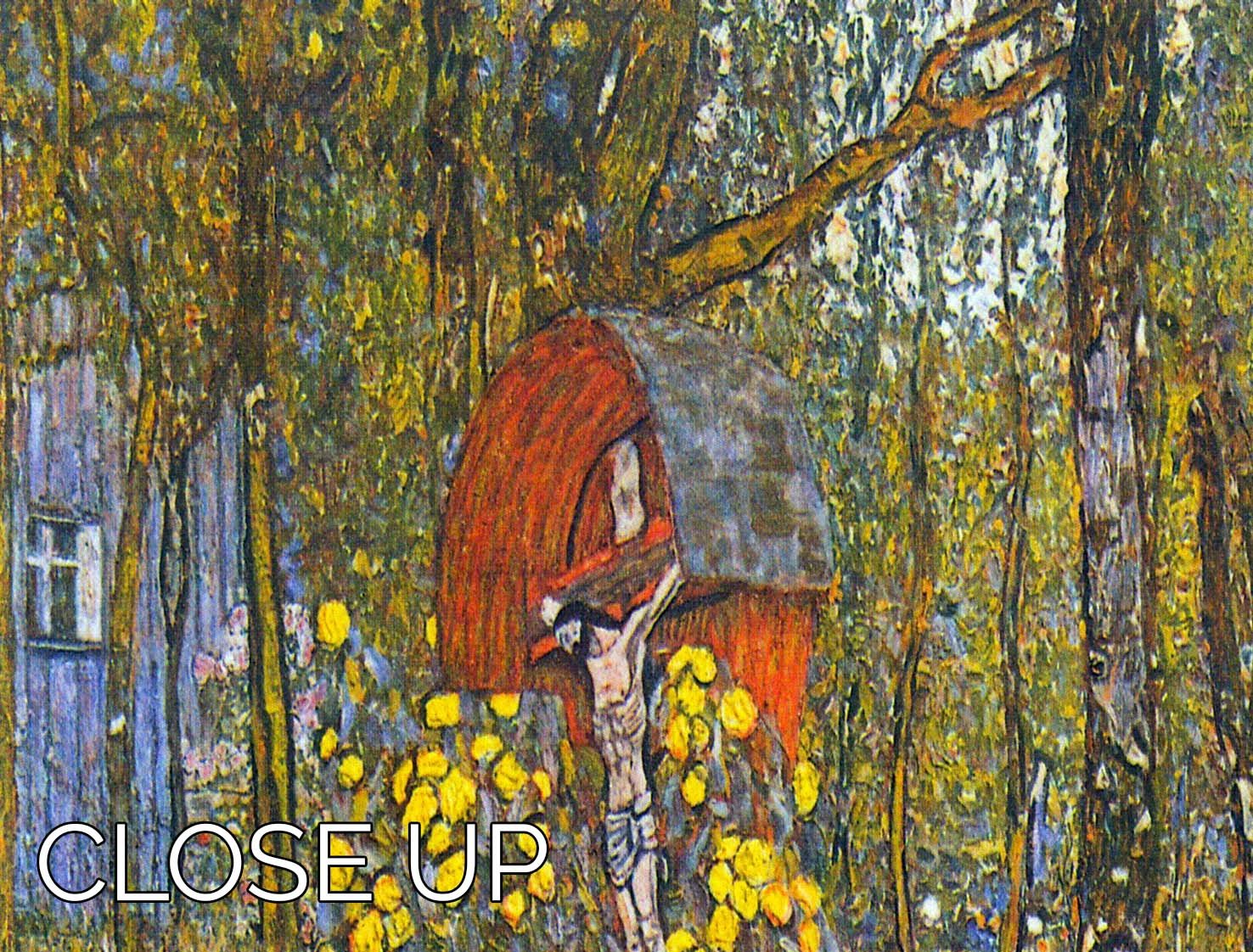 Farmers garden with crucifix by Klimt 3 Split Panel Canvas Print - Canvas Art Rocks - 3