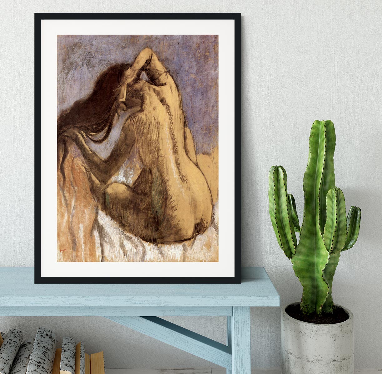 Female combing hair by Degas Framed Print - Canvas Art Rocks - 1