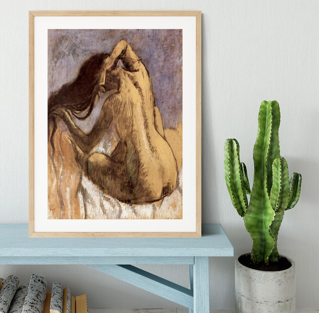 Female combing hair by Degas Framed Print - Canvas Art Rocks - 3